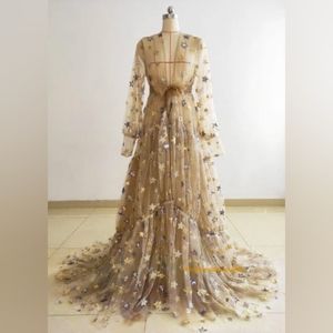 Evening tan sparkle wedding/ prom dress